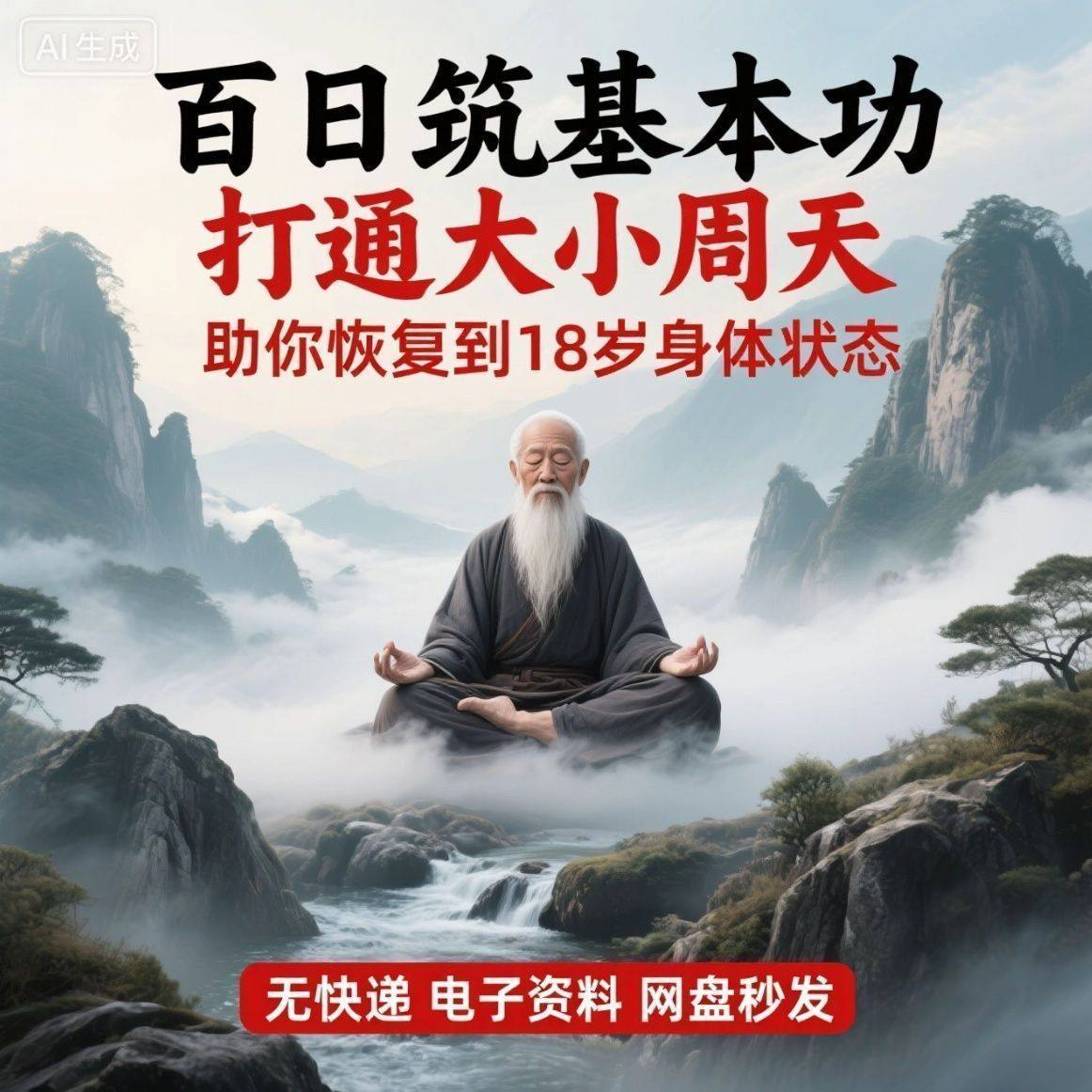 百日筑基功打通大小周天电子版视频课程动功通脉秘传心法打坐讲解-料星球资源社