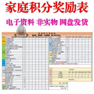 B267家庭积分奖励儿童惩罚积分表小学生儿童自律表可打印电子模板-料星球资源社