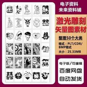 激光雕刻打刻机素材大全刻字图案模板集合plt格式CDR矢量设计文件-料星球资源社