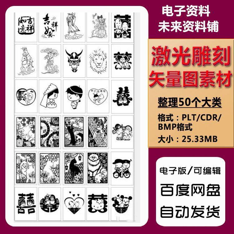激光雕刻打刻机素材大全刻字图案模板集合plt格式CDR矢量设计文件-料星球资源社