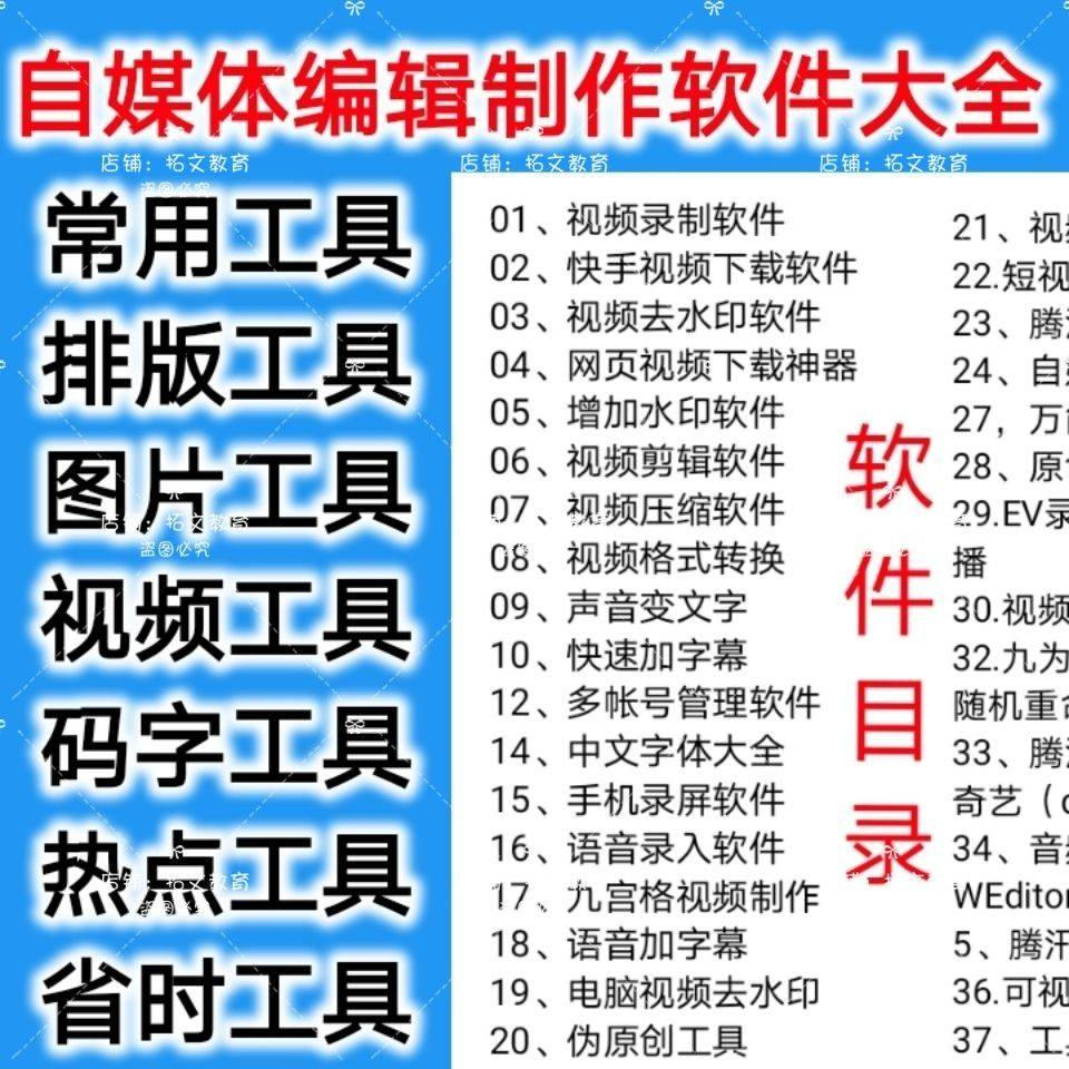 自媒体编辑制作软.件视频剪辑处理去水印工具视频压缩工具大全套-料星球资源社