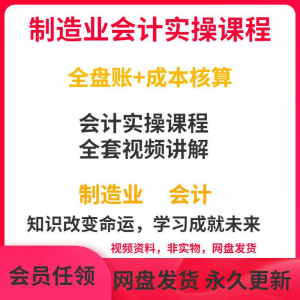工厂制造业企业会计实操课程视频全盘账成本核算纳税申报成本教程-料星球资源社